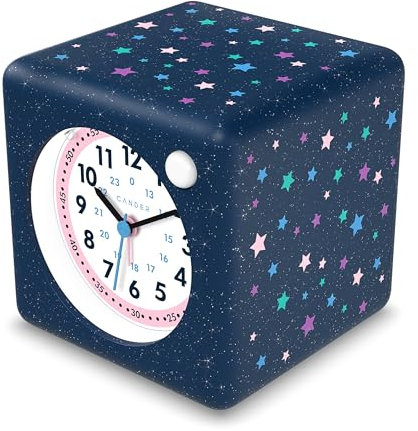 Cander Berlin MNU 4010 Q Kinderwecker lautlos Licht Glitzer Sterne Snooze Beleuchtung ohne Ticken Mädchen Kinderzimmer
