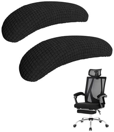AORHOFJ 1 Par de Protectores de Reposabrazos para Silla de Oficina, Negro, Poliéster, Resistente al Agua, Adecuado para Sillas de Oficina y Eventos