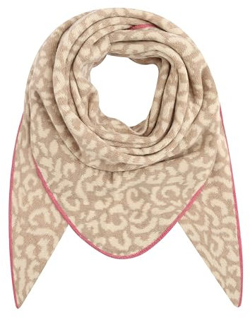 stylx Damen Schal XXL Dreieck mit Leopard Muster LEO SCHLICHT Warm Weich Strickschal Karo Winterschal Herbstschal Wolleschal Frauen Deckenschal Halstuch Scarf Poncho Cape (beige/pink)