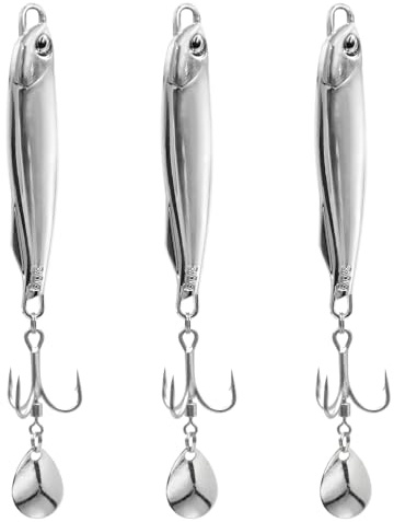 Aoyswuz 3 Pezzi 30g Esca da Pesca in Metallo Anti-corrosione in Lega di Zinco Esche Artificiali, Attrezzatura da Pesca con Tre Ganci per la Pesca D'acqua Dolce e Salata