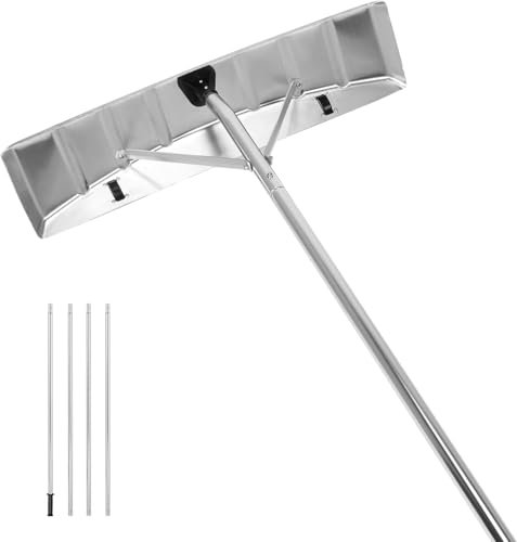 GOPLUS Rastrillo de Nieve para Tejados, Rastrillo Quitanieves de Tejado Extensible de 1,48-6,08 m, Herramienta de Eliminación de Nieve con Cuchilla y Tubos de 5 Secciones para Nieve, Hojas y Suciedad