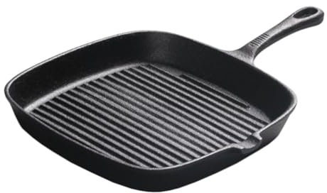 Mikinona Poêle Fonte Carrée Antiadhésive Marmite Fonte Noire Poêle à Steak Non Revêtu