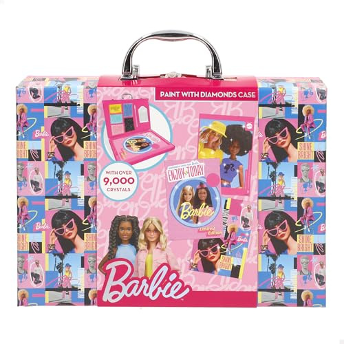 ColorBaby Barbie 77490 Set de Peinture avec Diamants, malette décorée, applicateur, Plus de 9 000 Diamants, 3 Feuilles, à Personnaliser, Peindre et colorer, Design, idéal Plus de 5 Ans