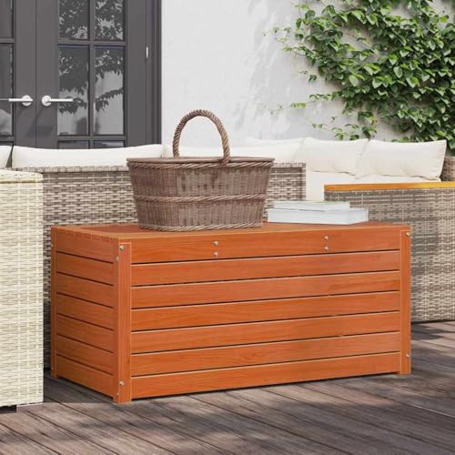 Frdhee Scatola con coperchio, contenitore da giardino con stoccaggio, marrone cerato, 101 x 50,5 x 46,5 cm, ideale per giardino, terrazza e balcone
