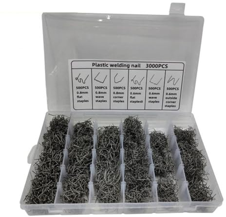 Soudure plastique Outil Carrosserie Kit d'agrafes pour réparation de plastique, 3000/1200/600 pièces, pour soudage, agrafeuse à chaud, pare-chocs, garde-boue(Grey 3000pcs)