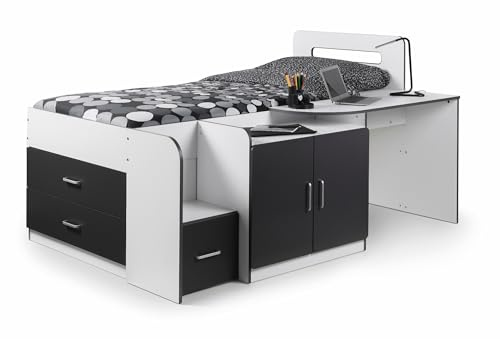 Julian Bowen Cookie Cabin Bed , White/Charcoal, Single