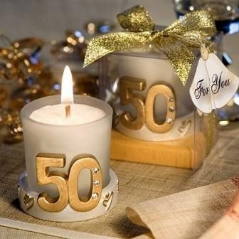 Lote de 10 Velas de Boda 50º Aniversario En Caja Regalo - Bodas de ORO