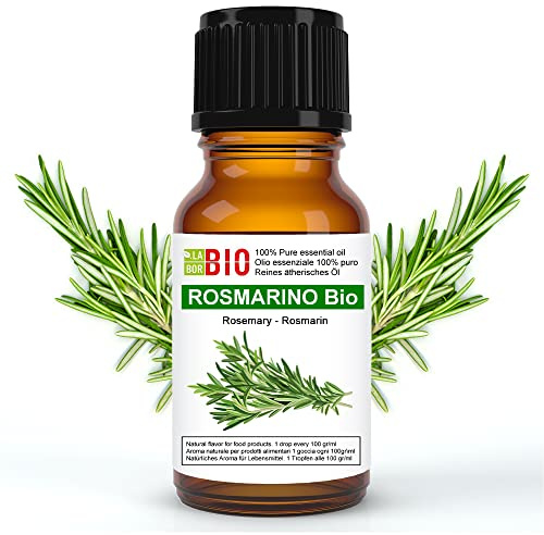 Rosmarino Bio Olio essenziale 100% Puro 10 ml - Uso interno Terapeutico Alimentare Diffusori Aromaterapia Cosmetica Cucina - Laborbio