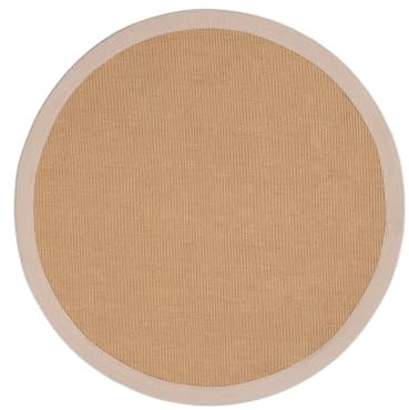 carpetfine Sisalteppich Rund Beige Ø 160 | Moderner Teppich für Wohn- und Schlafzimmer