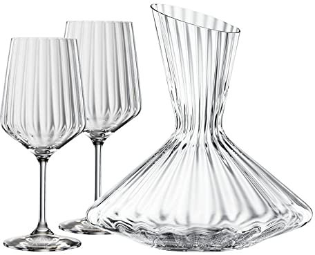 Spiegelau LifeStyle 4450193 - Juego de decantador (3 piezas: 1 decantador (2,9 l), 2 copas de vino (630 ml), cristal