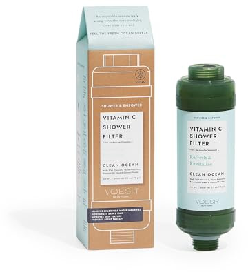 VOESH Vitamin C Duschfilter - Aromaterapi och vattenrenare - 100% vegansk: Med C-vitamin, botaniska oljor, hyaluronsyra - Clean Ocean