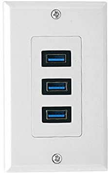 4.2A USB 3.0 Wall Plate, Halokny 3 Port USB3.0 Female Component Composite Wall Data Transmission and Charger Outlet Mount Socket Face Plate Panel Cover (3 USB 3.0)