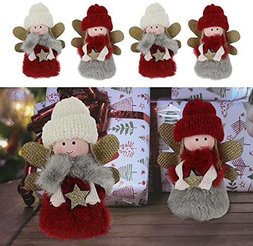 Cepewa Dekoengel 4er Set | H11cm zum Aufstellen Metall Polyester | Weihnachtsengel Weihnachtsdeko (4er Dekoengel)
