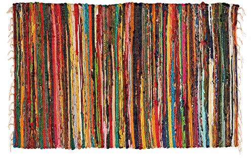 TIENDA EURASIA - Jarapa Multicolor, Alfombra de Algodón para Salón, Pasillo, Habitación - Decorativa Tradicional (80 x 120 cm)