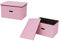 Youyijia 2 Pack Storage Boxes with Lids 45x30x30cm Large Collapsible Storage Baskets for Shelves Foldable Linen Fabric Storage Bins with Handle Cube Storage Unit for Organizing Clothes Pink
