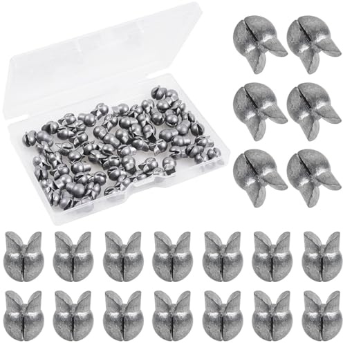 JSHANMEI Fishing Weights 100pcs Lead Split Shot Sinkers Clip on Removable Fishing Line Weight Round Egg Sinker Bass Fishing Freshwater
