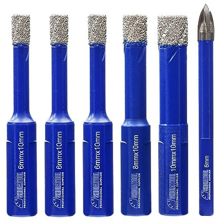SHDIATOOL Brocas de diamante 6/6/6/8/10MM, con punta de carburo de perforación de 6 mm, Brocas sacanúcleos con Triángulo vástago del agujero