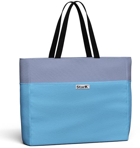 Strandtasche mit Reißverschluss - Faltbare Badetasche XXL für Familie - Wasserabweisende Badetasche mit verschließbarem Innenfach - 50 Liter Beach Bag