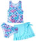 AIDEAONE Kinder Badeanzüge Mädchen Bikini mit Rock Entzückende Schwimmkostüm Blaue Meerjungfrau Print Bequeme Badebekleidung für Mädchen 9-10 Jahre