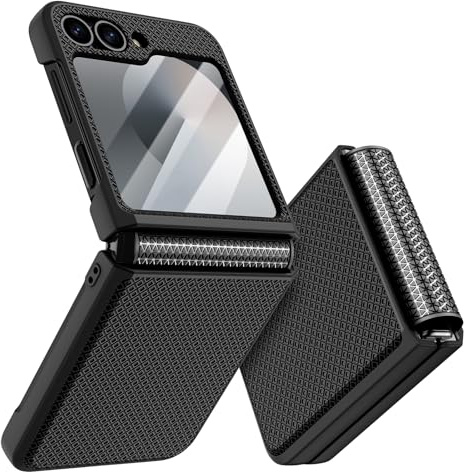 Doeshine Funda para Samsung Z Flip 6 / Z Flip 7 FE, Protección de Pantalla Trasera y Protección de Bisagras, Textura de Moda Delgada, Carcasa para Samsung Galaxy Z Flip 6 / Z Flip 7 FE 5G (Negro)