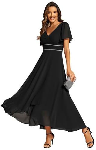 Ever-Pretty Women Dress Double V-Neck Waist Trimmed Chiffon Formal Evening Dress 41981