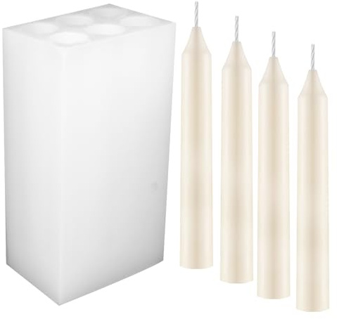 Moldes de silicona para velas con 6 agujeros, para velas de columna, cilindro largo, para velas perfumadas, para velas de cera hechas a mano