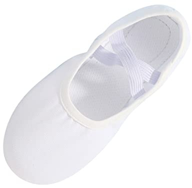 Ballet Shoes Girls Women Leather Ballet Dance Slippers Dance Flat Ballerina Shoes with Elastic Straps for Toddlers Kids Ballet Performance Indoor Shoes Yoga Dance Shoes (White, 12.5 Little Child)