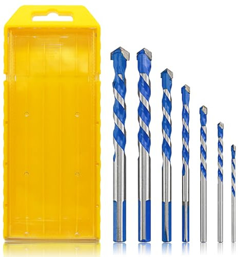 Masonry Drill Bits Set for Brick Walls 7PCS Twist Diamond Drill Bits Mixed for Porcelain Tiles Carbide 3mm 4mm 5mm 6mm 8mm 10mm 12mm