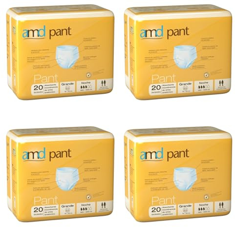 Pants AMD Noche. Pants Noche Máxima Absorción. Pants Incontinencia Adultos. Braga Pañal Adultos Noche. Pants AMD Desechables. Pants AMD Caja 80 unidades. (Talla L (Cintura 90-150cm))