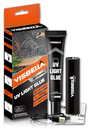 Visbella Kit di resina UV Light Glue con lampada, adesivo liquido indurente per l'artigianato indurito in pochi secondi Fix Fill Seal Bond Repair per metallo, legno, ceramica, vetro, plastica