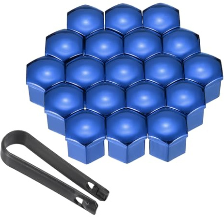 PATIKIL 17mm Wheel Lug Nut Cover Bolt Caps, 20 Pack Universal Car Tire Nut Cover with Tongs for Various Cars Trucks SUV ATV RVs, Blue