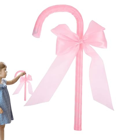 Tktouci 3 Pieza De Bastón De Cosplay | Bastón De Cosplay Con Lazo Rosa | Suministros Para Festivales De Juegos De Teatro, Puesta En Escena, Escuela, 35x15x5cm