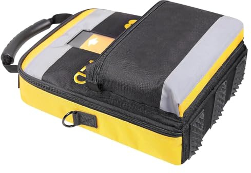 Bolsa desfibriladora portátil, bolsa de almacenamiento AED con correas de hombro ajustables, pies de goma, cremallera bidireccional, tiras reflectantes para el hogar, oficina, hospital, lugares