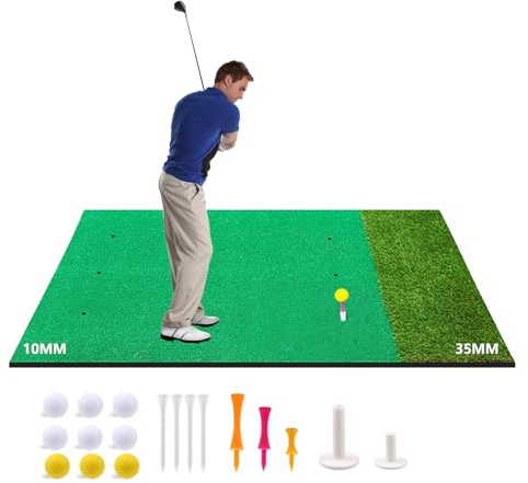 Tappetino da golf con 9 tee e 9 palline, tappetino da golf portatile per allenamento all'aperto, per casa, cortile, sport, giardino, garage