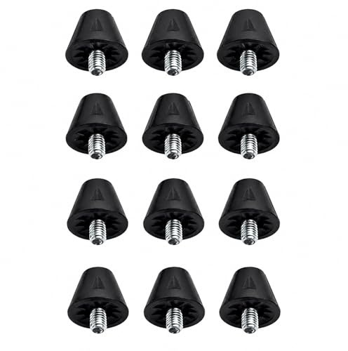 Lot de 12 crampons à vis M5 pour chaussures de football - En nylon avec tête en métal - 16 mm - Antidérapantes et stables - Universelles - Compatibles avec les chaussures de football - Filetage M5