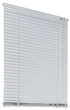 Deco4Me Alu Jalousie mit Bohren für Wand- & Deckenmontage (Weiß, 130 x 130 cm) - Fenster Rollo mit Aluminium-Lamellen 25 mm breit - Venetian Blinds, Jalousetten, Lamellenjalousie, Lamellenrollo