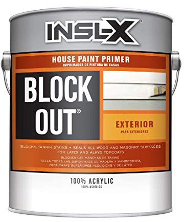 INSL-X Block Out Acrylic Exterior Wood Stain Blocking Primer, White, 1 Gallon