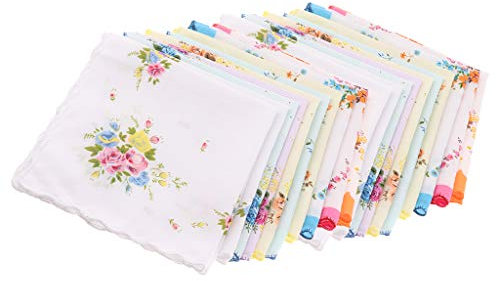 F Fityle 20 Stücke Taschentuch/Stofftaschentücher aus Baumwolle für Damen cm