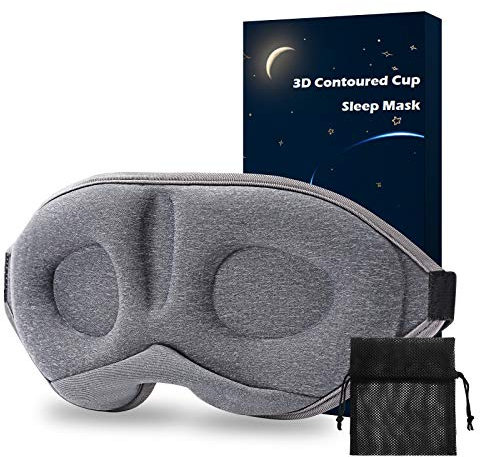 Zurzache Sleep Mask - Perfect Light Blockout 3D Comfort Ultra Soft Sleeping Mask for Women Men, No Pressure On Eyes, Ultra Soft & Comfortable Eye Shade Cover for Travel/Sleeping/Shift Work/Nap Grey