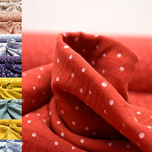 MAGAM-Stoffe Paul Musselin Mulltuch Kinder Baumwollstoff Oeko-Tex Meterware 50cm (Pünktchen rot)