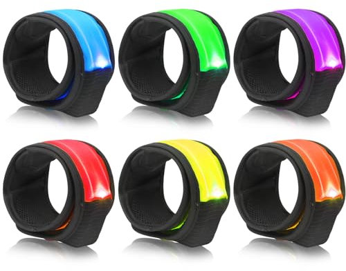 Dilabnda 6 Stück Party LED Armband/Slap Bracelets/Reflektorband Leuchtarmbänder Kinder Leuchtband Joggen Leuchtarmband Dunkles Partyzubehör für Konzerte, Festivals, Sport, Nacht, Hundewandern