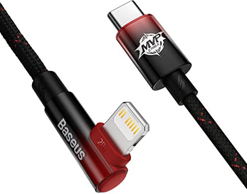 Baseus Câble Lightning à 90 °, USB C vers Lightning, charge rapide, 20 W, design angulaire, compatible avec iPhone