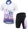 LCIGIA Kinder Fahrrad Trikot Set Jungen Radtrikot Schnell Trocknend Fahrradtrikot Mädchen Atmungsaktiv Kurzarmtrikot + Kurz Radhose mit 3D Sitzpolster Radsport Anzüge, Violett, 146