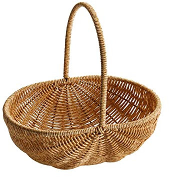 LOVIVER Panier de Rangement tissé Organisateur Portable Panier de extérieur paniers de Fleurs pour la décoration Panier de cueillette de Fruits, 27cmx27cmx20cm