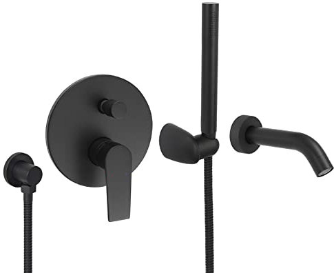 Welfenstein Unterputz Wannenset rund Unterputzarmatur Wanneneinlauf WBK26W schwarz matt