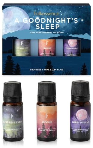 Folkulture Essential Oils for Diffusers | 3er-Set (je 10 ml) Lavendelöl, Rosmarin, Eukalyptus-Duftöle für Diffusoren, Raumdüfte – für eine gute Nachtruhe