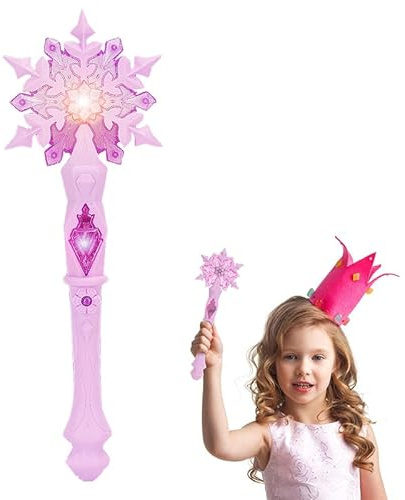 MAGICLULU Light Up Wand Princess Snowflake Glow Wand for Kids Girls Princess Costume Christmas Party Supplies (Without Batteries, Pink)