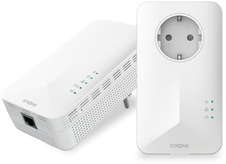 Strong Powerline WiFi 1000 Kit Duo Prises CPL WiFi - Kit CPL - 1000 Mbps/WiFi 1200 Mbps - Compatible con Cualquier Caja y Router, 1 Puerto Ethernet + Conector filtrado - Instalación rápida - Blanco