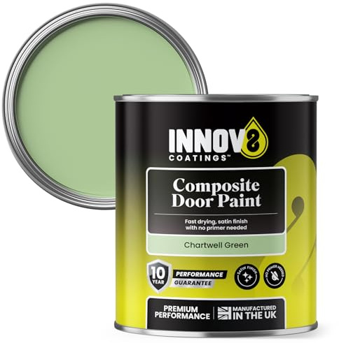 INNOV8 COATINGS COMPOSITE DOOR PAINT - 750 ml - No Primer or Top Coat - Fast Drying - Satin Finish - Chartwell GREEN - Exterior Door Paint