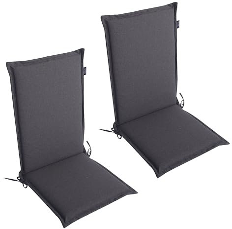 LILENO HOME Gartenstuhl Auflagen als [2er Set - Hochlehner] in Anthrazit Y - Bequeme Liegen als Sitzauflagen für Gartenmöbel - Stuhlkissen für Gartenstühle und Klappstühle Malt